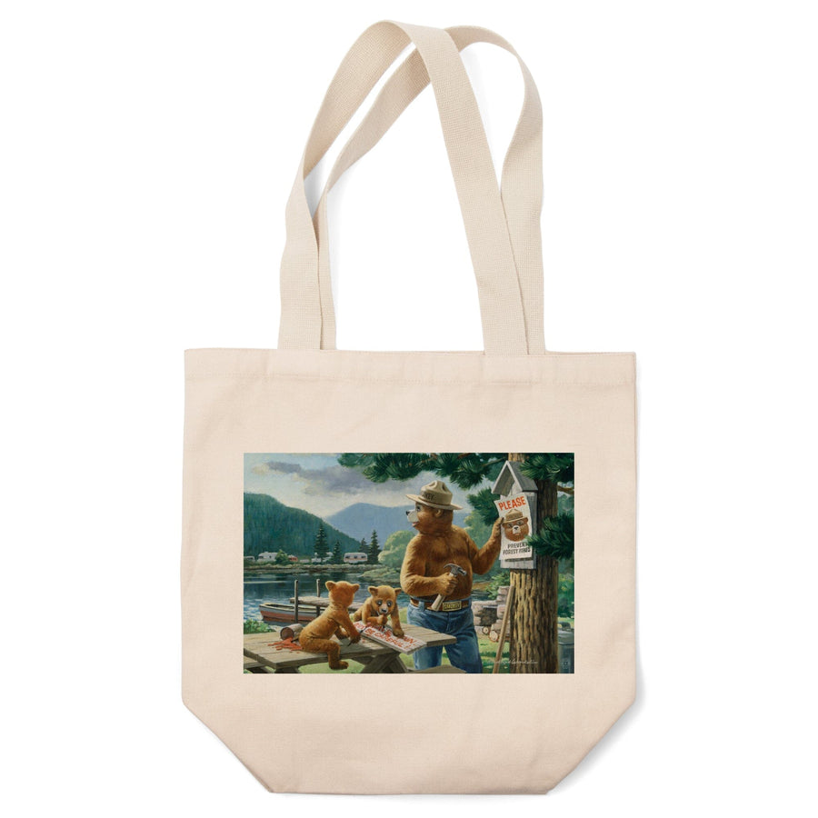 Smokey Bear, Posting Signs, Vintage Poster, Tote Bag Totes Lantern Press