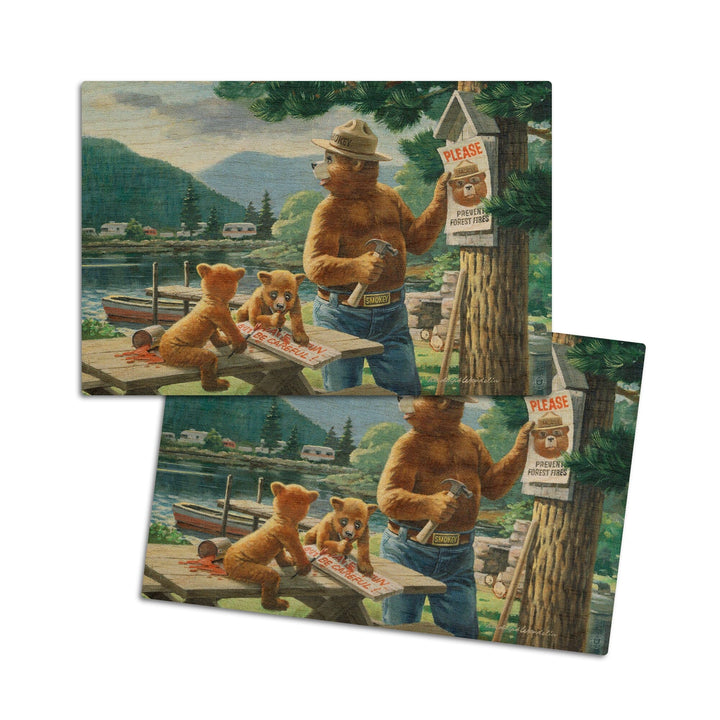 Smokey Bear, Posting Signs, Vintage Poster, Wood Signs and Postcards Wood Lantern Press 4x6 Wood Postcard Set