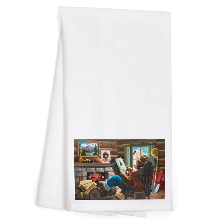 Smokey Bear, Reading Book to Cubs, Officially Licensed Vintage Poster, Organic Cotton Kitchen Tea Towels Kitchen Lantern Press