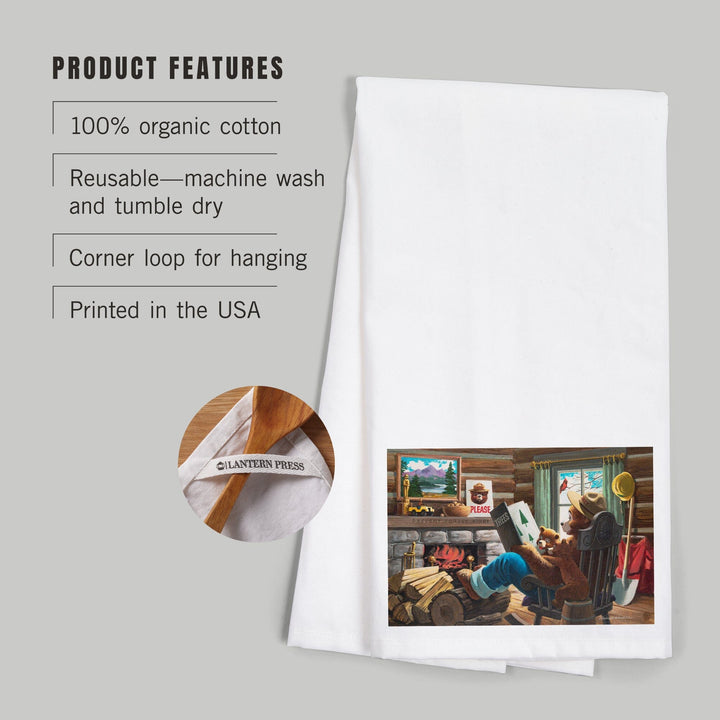 Smokey Bear, Reading Book to Cubs, Officially Licensed Vintage Poster, Organic Cotton Kitchen Tea Towels Kitchen Lantern Press