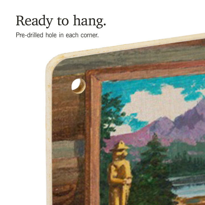 Smokey Bear, Reading Book to Cubs, Vintage Poster, Wood Signs and Postcards Wood Lantern Press
