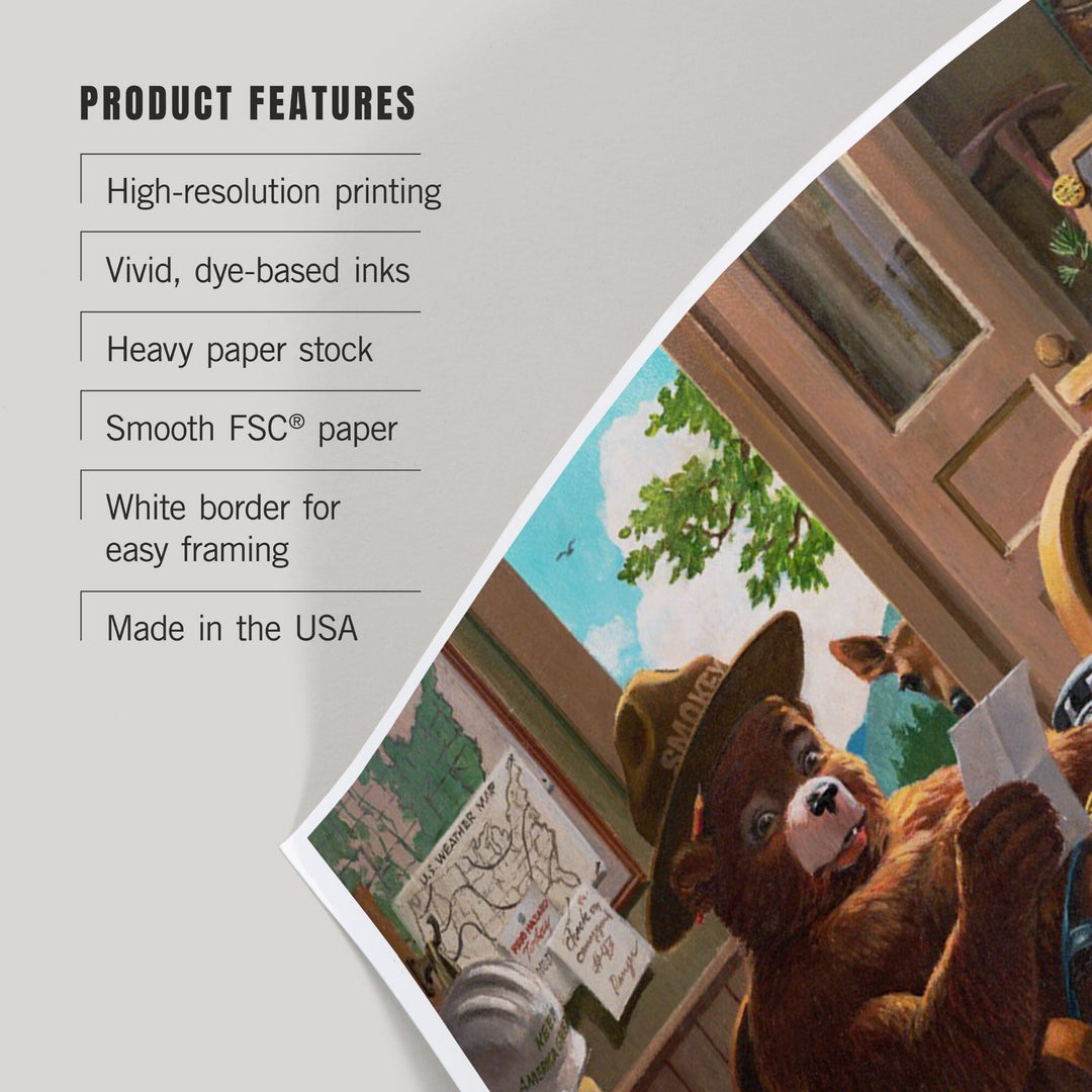 Smokey Bear, Reading Mail, Officially Licensed Vintage Poster, Art & Giclee Prints Art Lantern Press