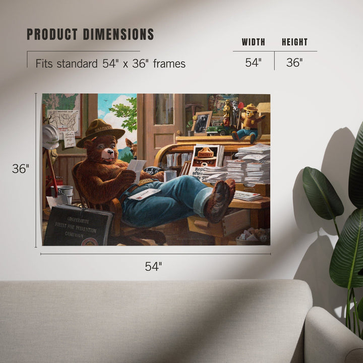 Smokey Bear, Reading Mail, Officially Licensed Vintage Poster, Art & Giclee Prints Art Lantern Press