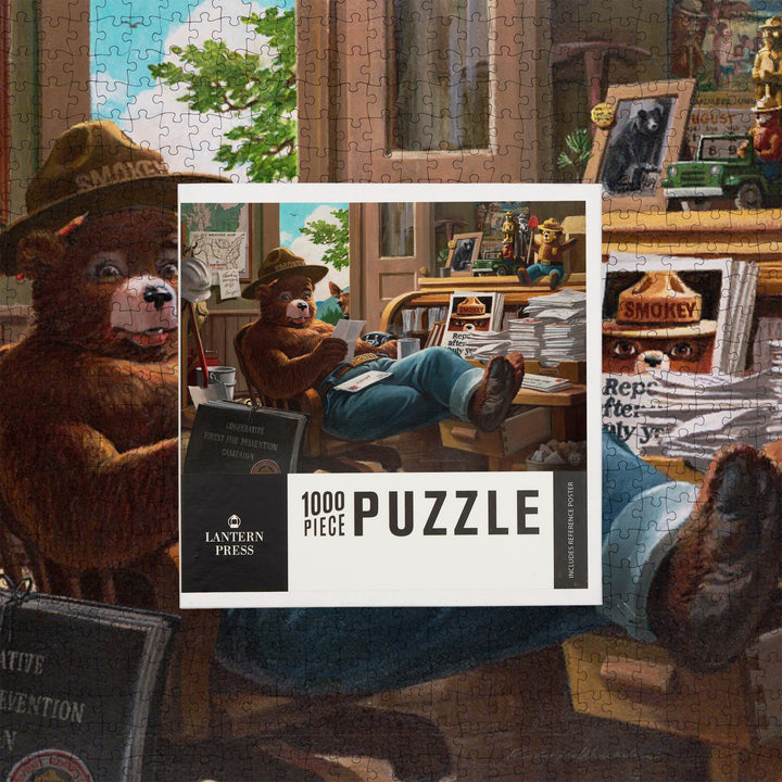 Smokey Bear, Reading Mail, Officially Licensed Vintage Poster, Jigsaw Puzzle Puzzle Lantern Press