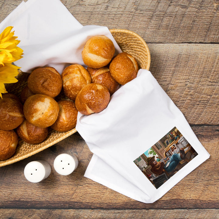 Smokey Bear, Reading Mail, Officially Licensed Vintage Poster, Organic Cotton Kitchen Tea Towels Kitchen Lantern Press