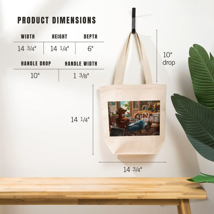 Smokey Bear, Reading Mail, Officially Licensed Vintage Poster, Tote Bag Totes Lantern Press