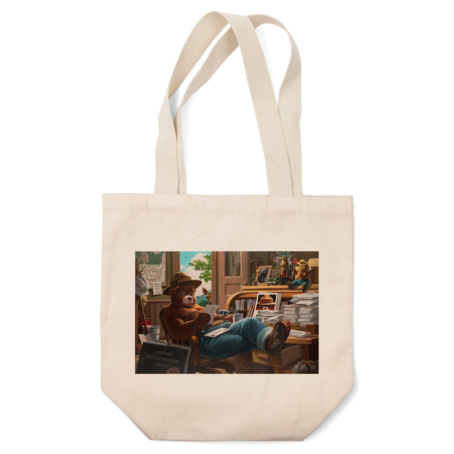Smokey Bear, Reading Mail, Officially Licensed Vintage Poster, Tote Bag Totes Lantern Press