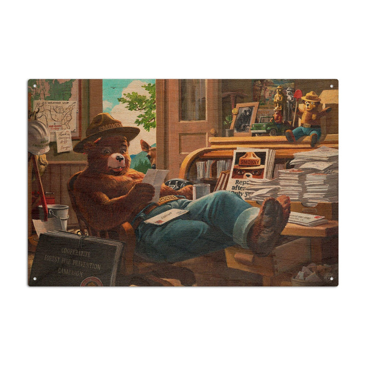 Smokey Bear, Reading Mail, Vintage Poster, Wood Signs and Postcards Wood Lantern Press 6x9 Wood Sign