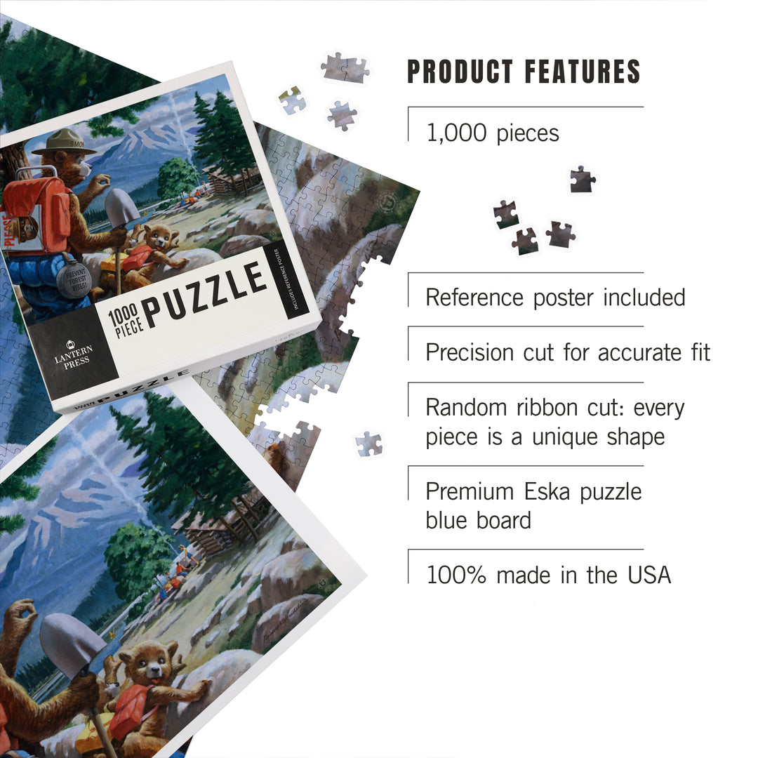 Smokey Bear, Spying on Campers, Officially Licensed Vintage Poster, Jigsaw Puzzle Puzzle Lantern Press