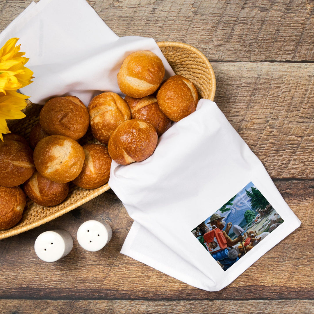 Smokey Bear, Spying on Campers, Officially Licensed Vintage Poster, Organic Cotton Kitchen Tea Towels Kitchen Lantern Press