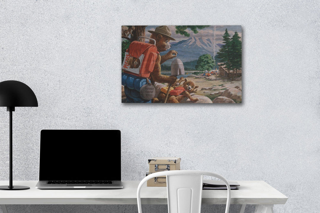 Smokey Bear, Spying on Campers, Vintage Poster, Wood Signs and Postcards Wood Lantern Press 12 x 18 Wood Gallery Print