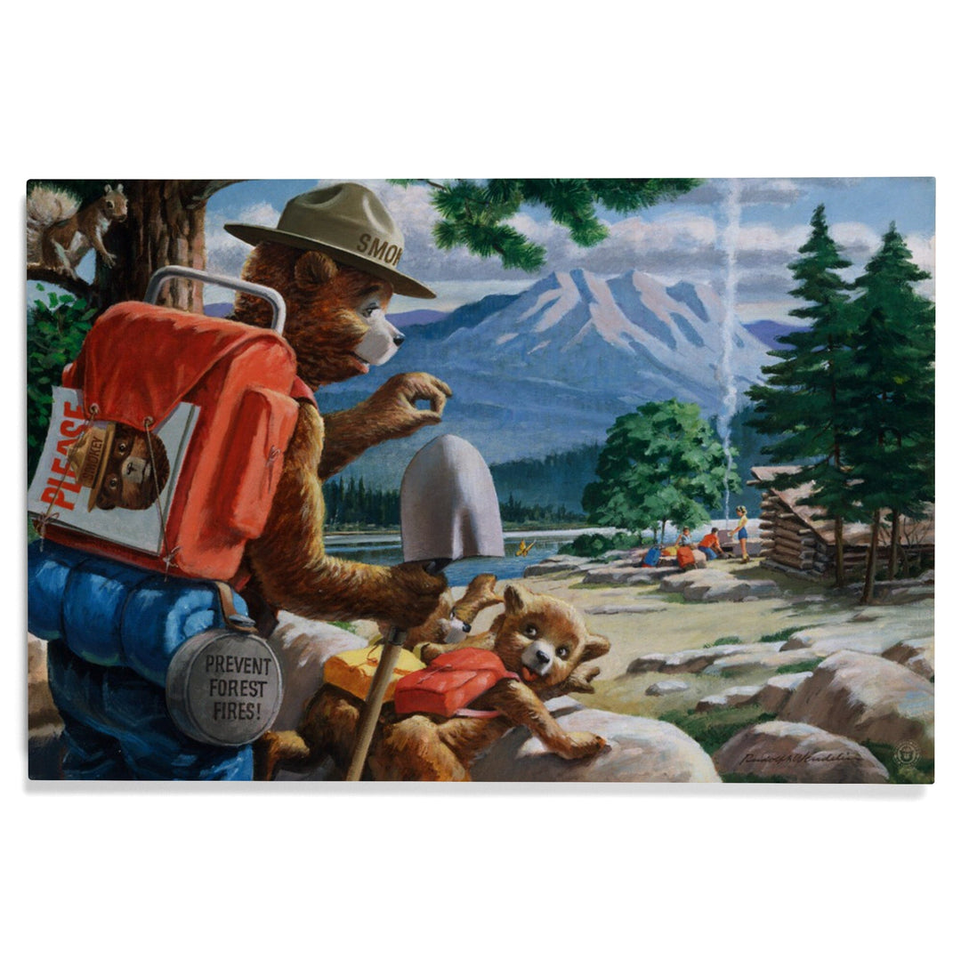 Smokey Bear, Spying on Campers, Vintage Poster, Wood Signs and Postcards Wood Lantern Press