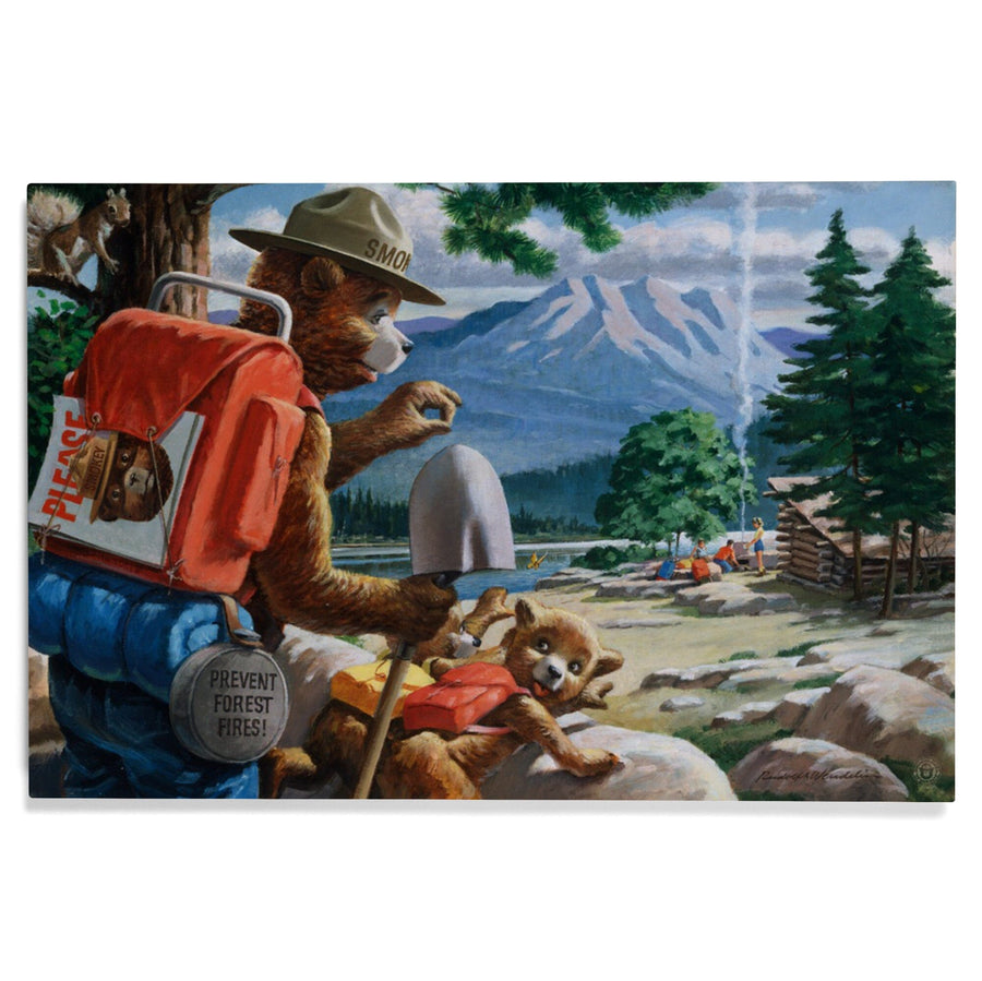 Smokey Bear, Spying on Campers, Vintage Poster, Wood Signs and Postcards Wood Lantern Press