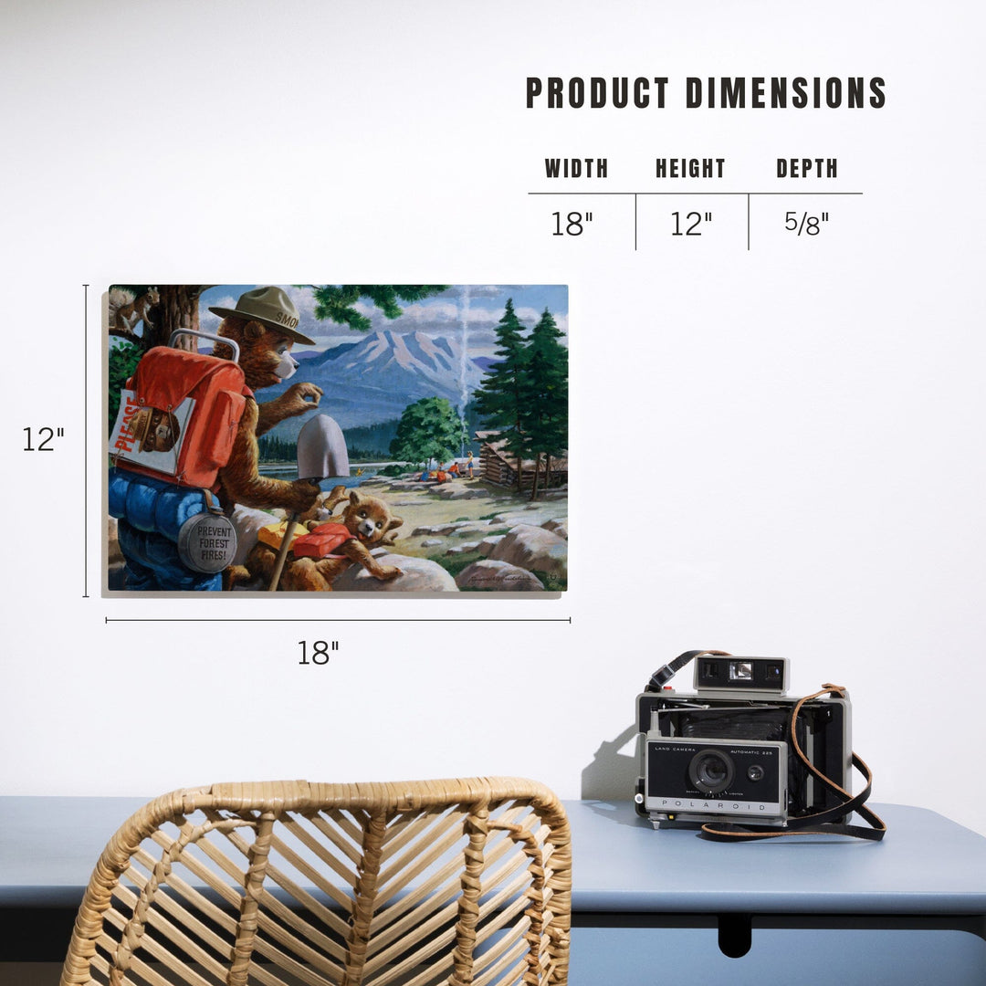 Smokey Bear, Spying on Campers, Vintage Poster, Wood Signs and Postcards Wood Lantern Press