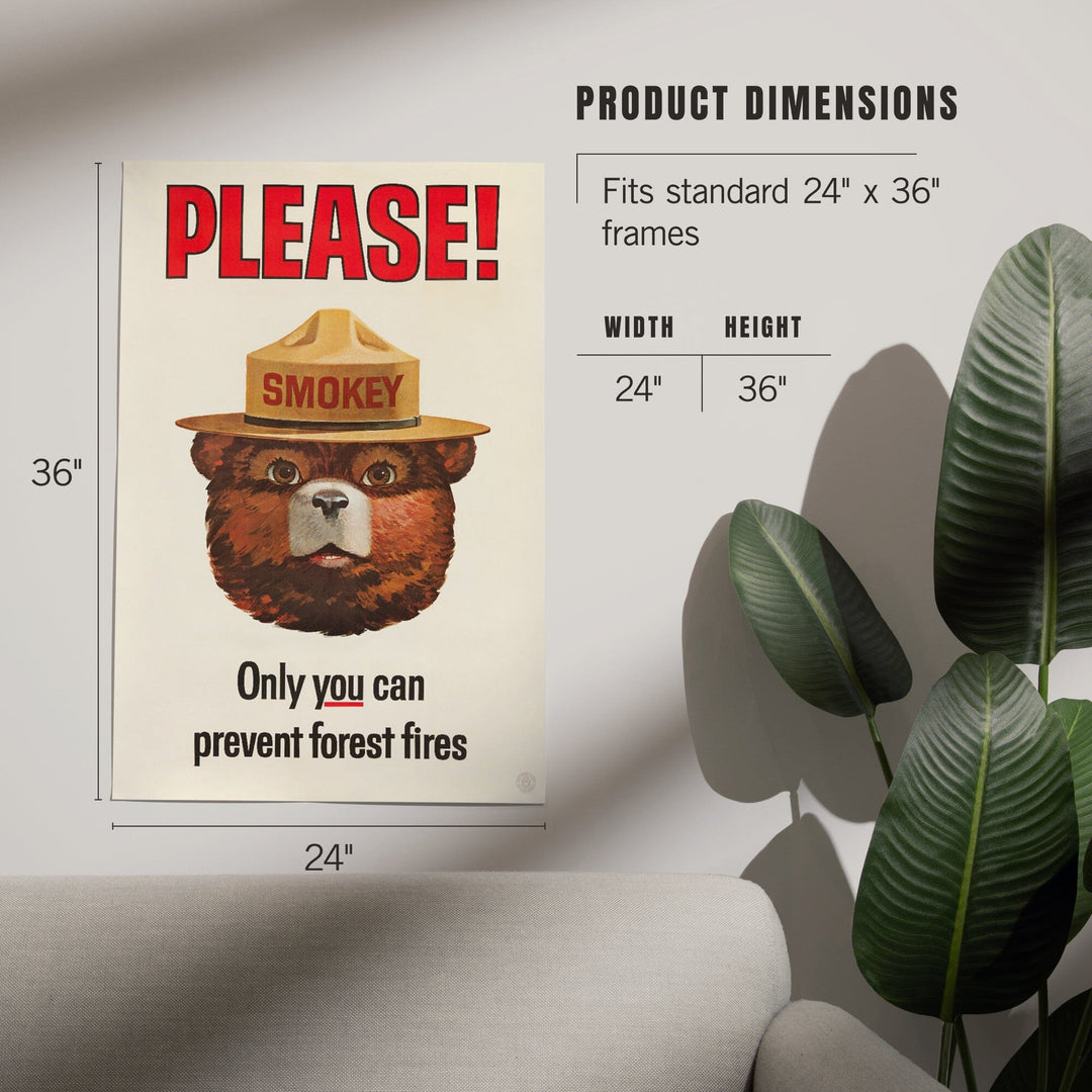 Smokey Bear Vintage Poster, Only You Can Prevent Forest Fires, Art & Giclee Prints Art Lantern Press