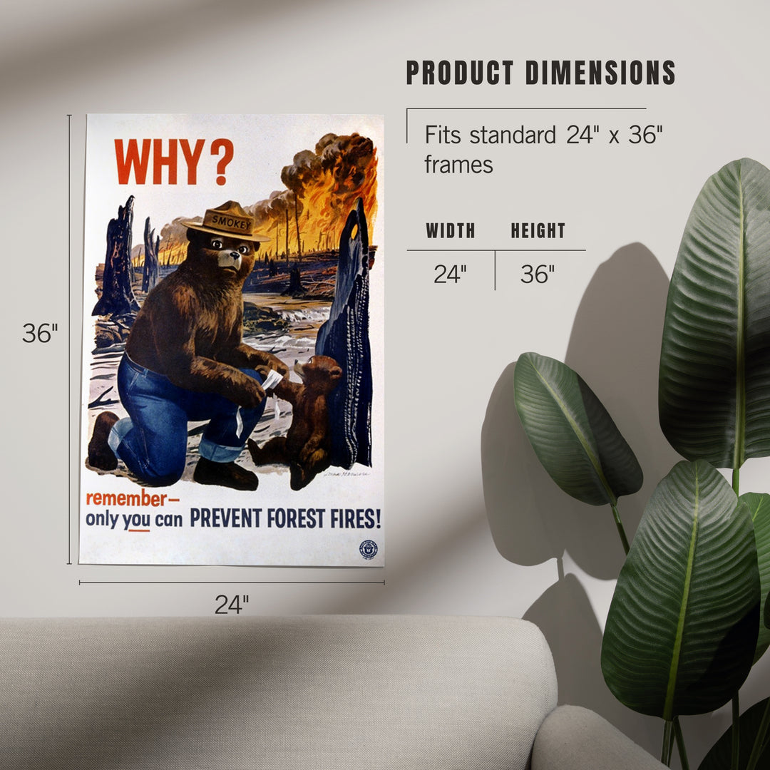 Smokey Bear, Why, Officially Licensed Vintage Poster, Art & Giclee Prints Art Lantern Press