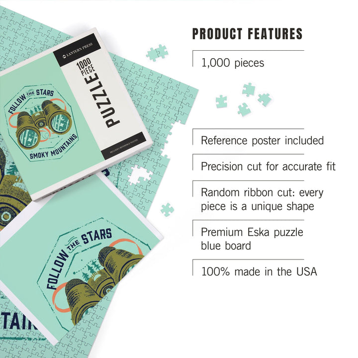 Smoky Mountains, Lake Life Series, Follow The Stars, Jigsaw Puzzle Puzzle Lantern Press