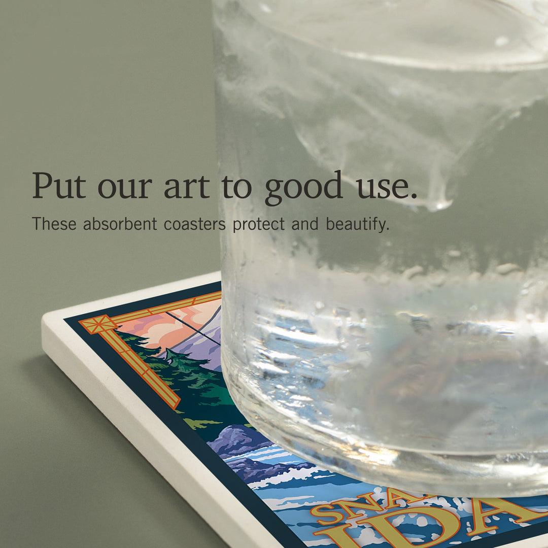 Snake River, Idaho, Fly Fishing Scene, Coasters Coasters Lantern Press