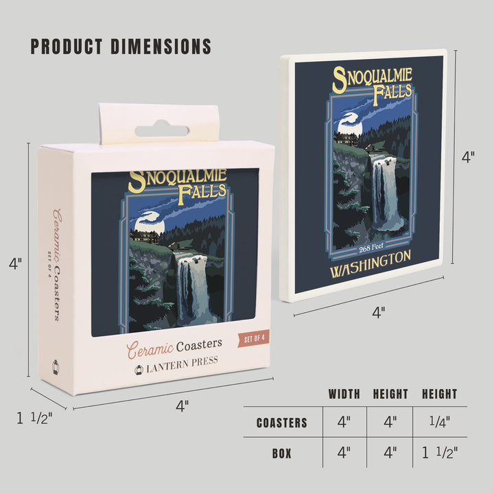 Snoqualmie Falls, Washington, Coasters Coasters Lantern Press