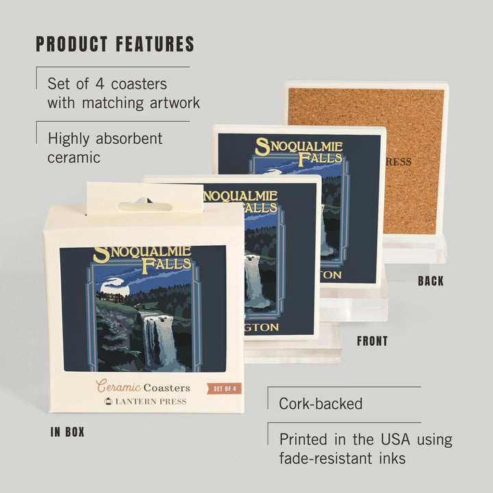 Snoqualmie Falls, Washington, Coasters Coasters Lantern Press