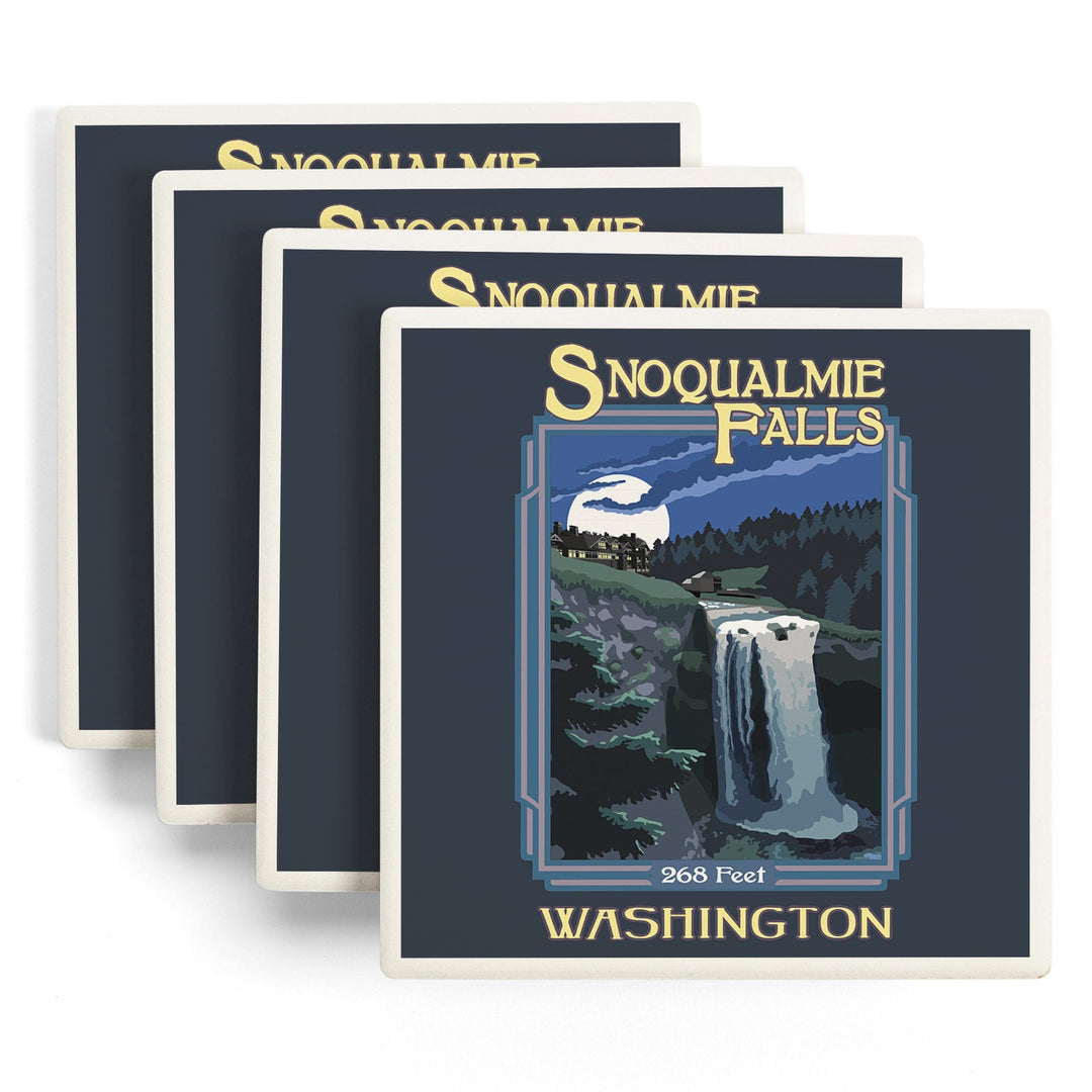 Snoqualmie Falls, Washington, Coasters Coasters Lantern Press