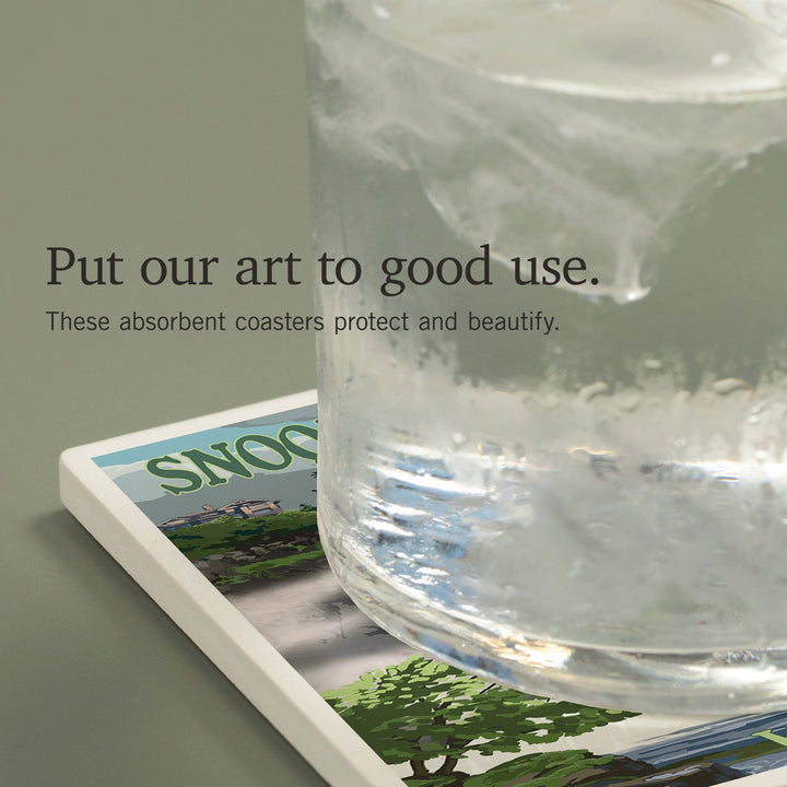 Snoqualmie Falls, Washington, Summer Scene, Coasters Coasters Lantern Press