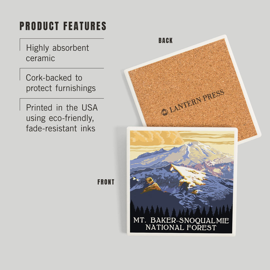 Snoqualmie National Forest, Washington, Mt. Baker, Coasters Coasters Lantern Press