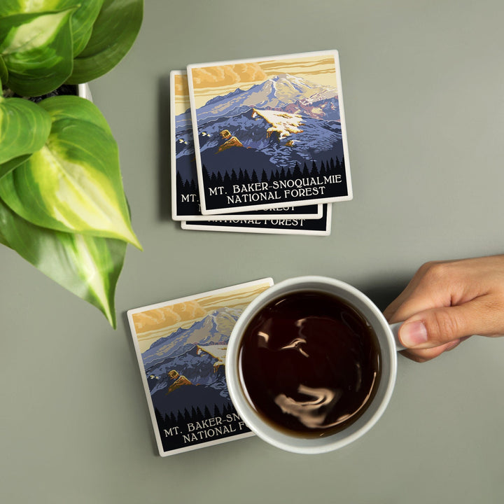 Snoqualmie National Forest, Washington, Mt. Baker, Coasters Coasters Lantern Press