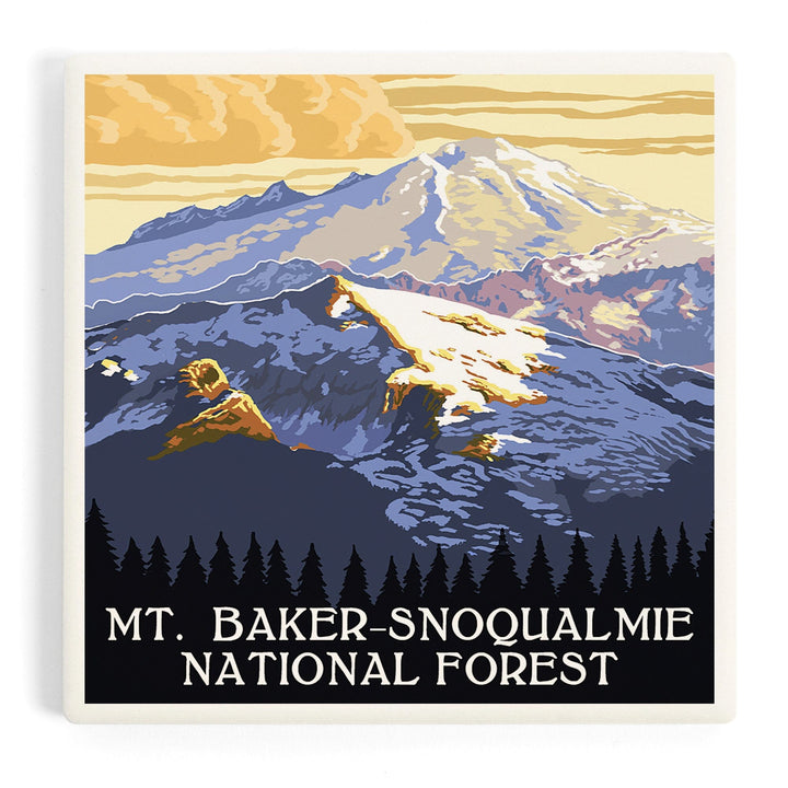 Snoqualmie National Forest, Washington, Mt. Baker, Coasters Coasters Lantern Press