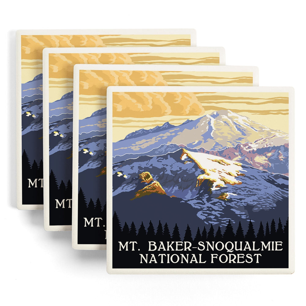 Snoqualmie National Forest, Washington, Mt. Baker, Coasters Coasters Lantern Press