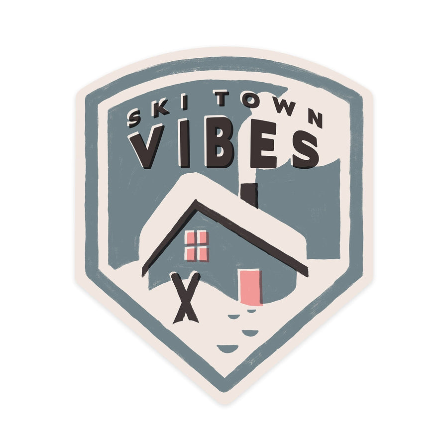 Snow Patrol Series, Ski Town Vibes, Contour, Vinyl Sticker Sticker Lantern Press