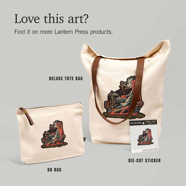 Snowboard Binding, Distressed Vector, Lantern Press Artwork, Vinyl Sticker Sticker Lantern Press