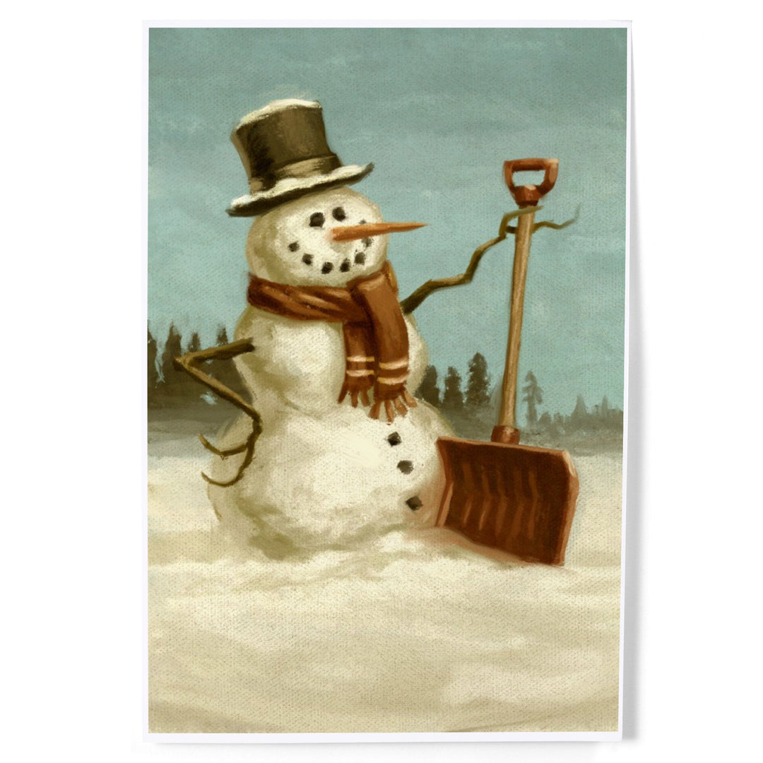 Snowman, Christmas Oil Painting, Art & Giclee Prints Art Lantern Press