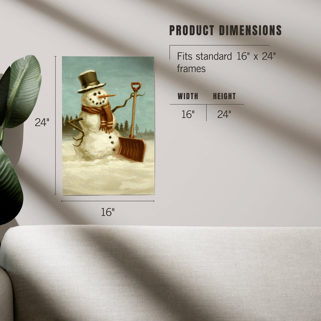 Snowman, Christmas Oil Painting, Art & Giclee Prints Art Lantern Press