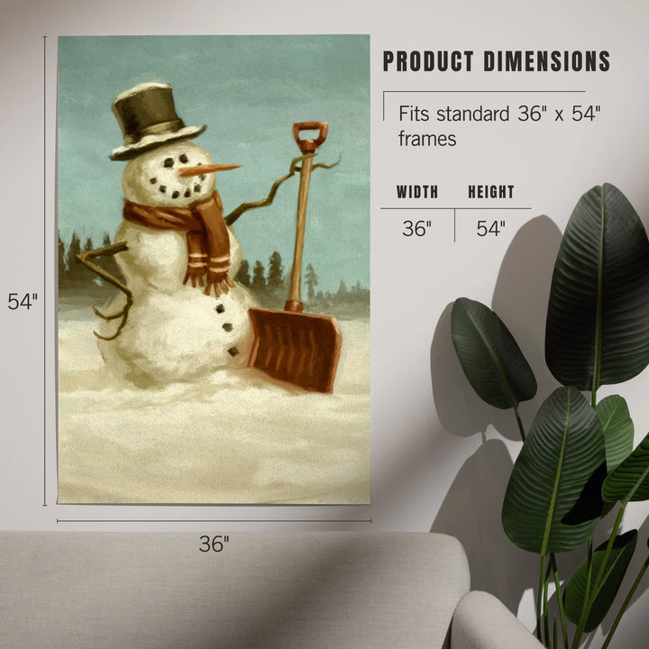 Snowman, Christmas Oil Painting, Art & Giclee Prints Art Lantern Press