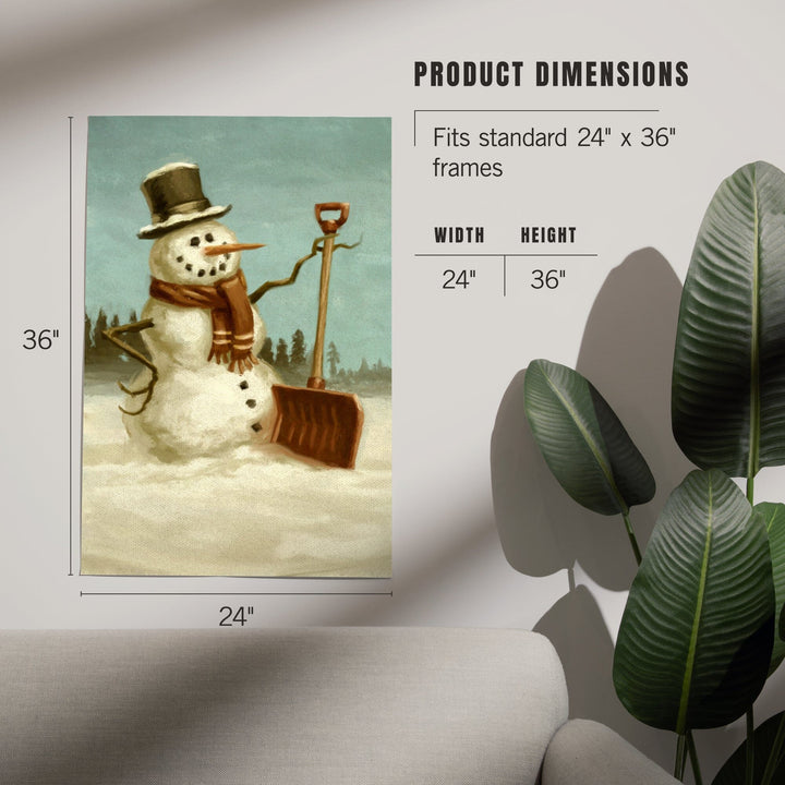 Snowman, Christmas Oil Painting, Art & Giclee Prints Art Lantern Press