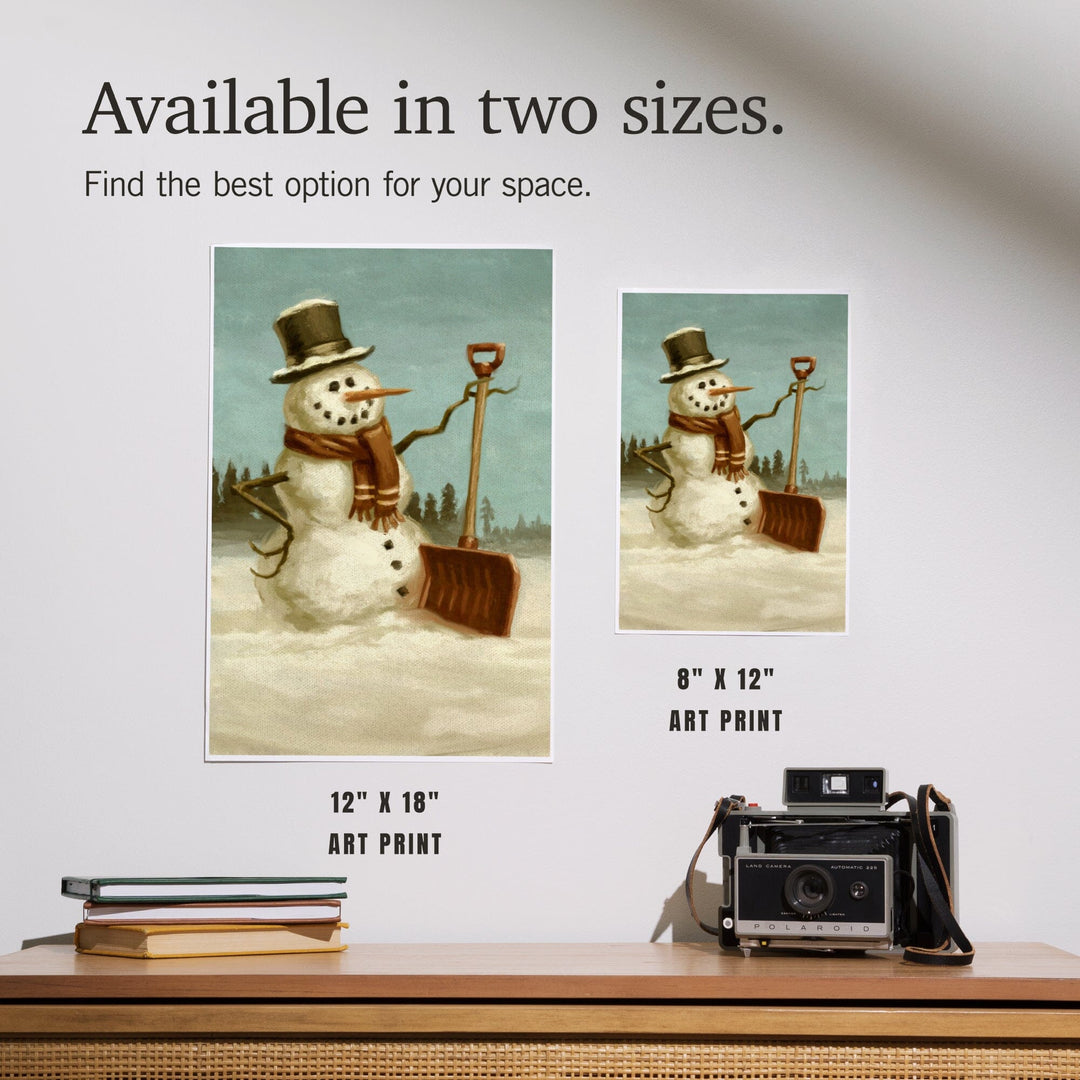 Snowman, Christmas Oil Painting, Art & Giclee Prints Art Lantern Press