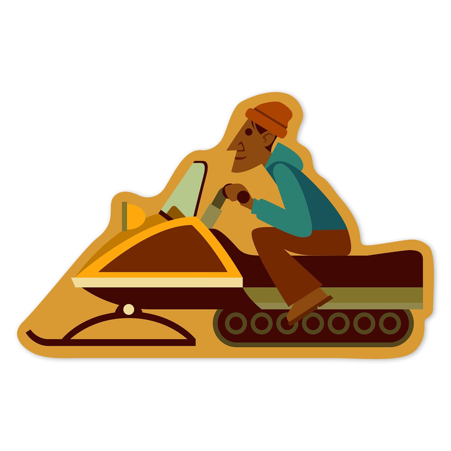 Snowmobiling, Geometric, Contour, Lantern Press Artwork, Vinyl Sticker Sticker Lantern Press