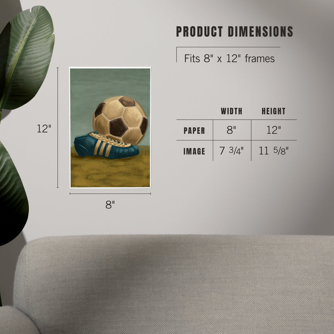 Soccer Ball and Cleat, Oil Painting, Art & Giclee Prints Art Lantern Press