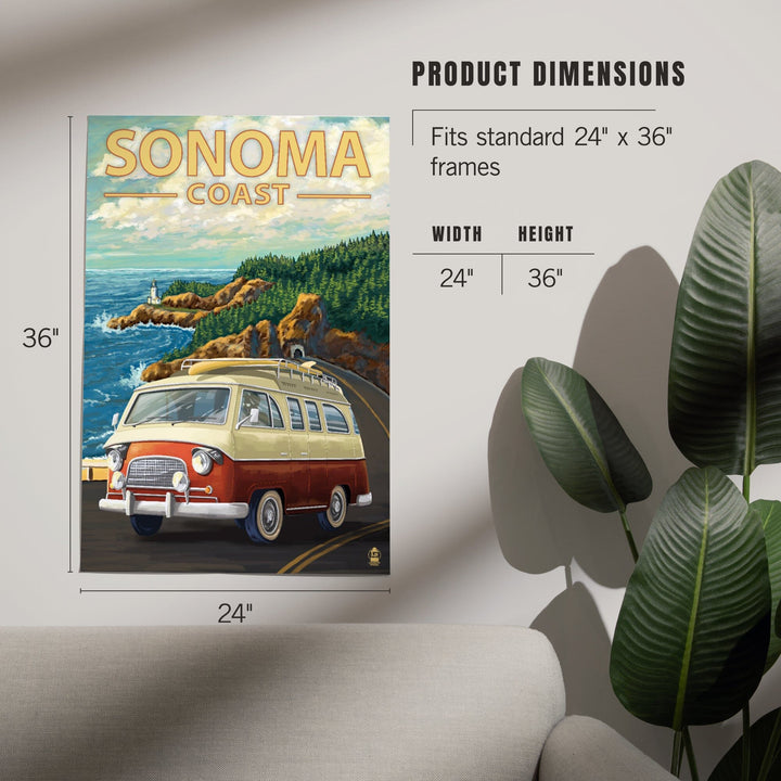 Sonoma Coast, California, Camper Van, Art & Giclee Prints Art Lantern Press