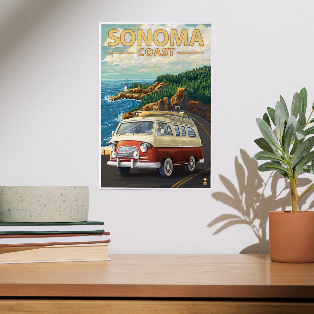Sonoma Coast, California, Camper Van, Art & Giclee Prints Art Lantern Press