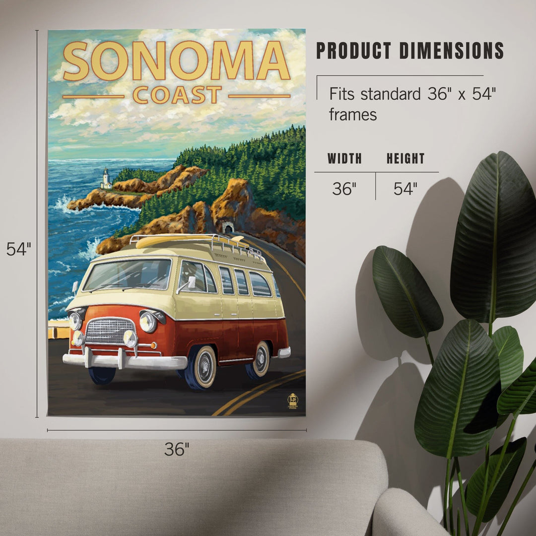 Sonoma Coast, California, Camper Van, Art & Giclee Prints Art Lantern Press