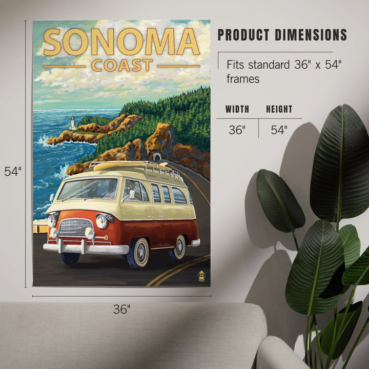 Sonoma Coast, California, Camper Van, Art & Giclee Prints Art Lantern Press