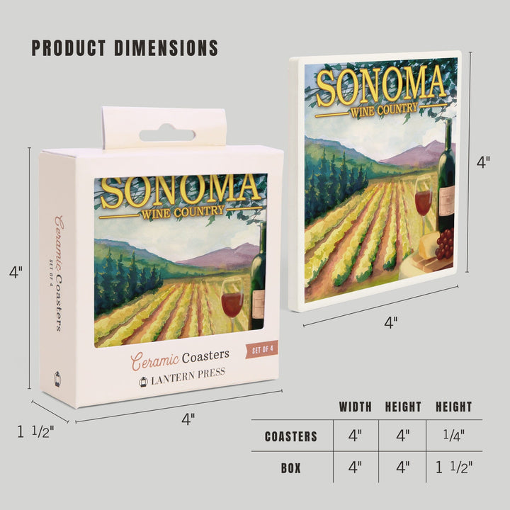 Sonoma County Wine Country, Coasters Coasters Lantern Press