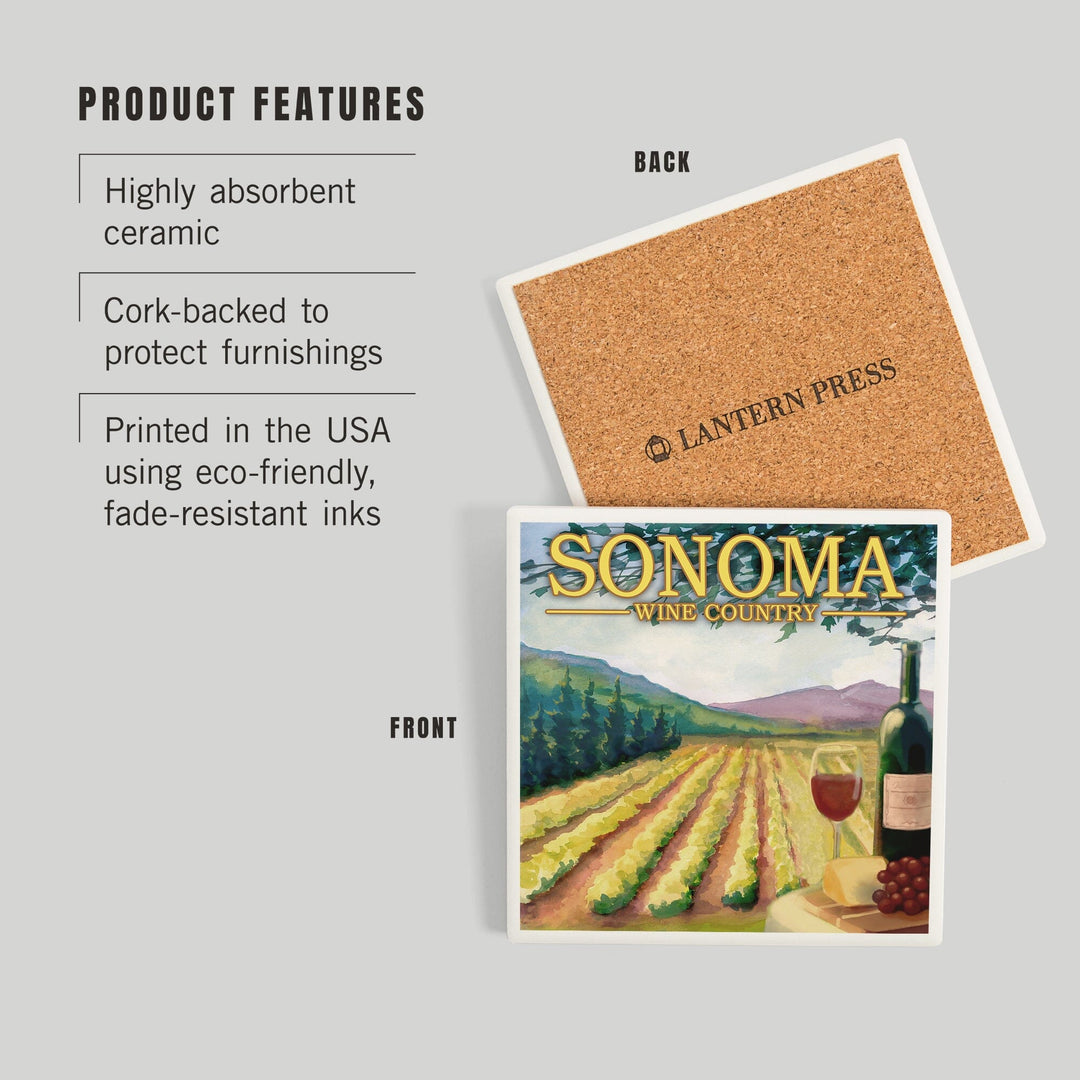 Sonoma County Wine Country, Coasters Coasters Lantern Press