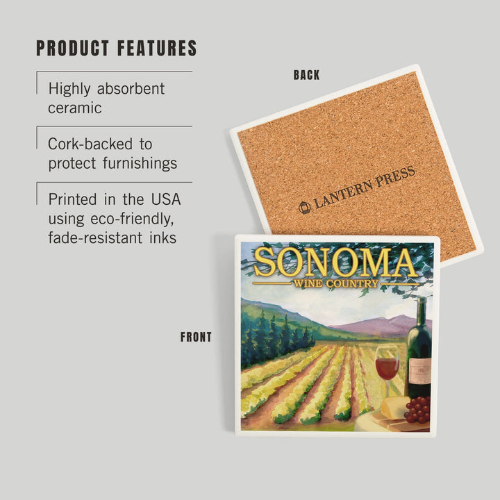 Sonoma County Wine Country, Coasters Coasters Lantern Press