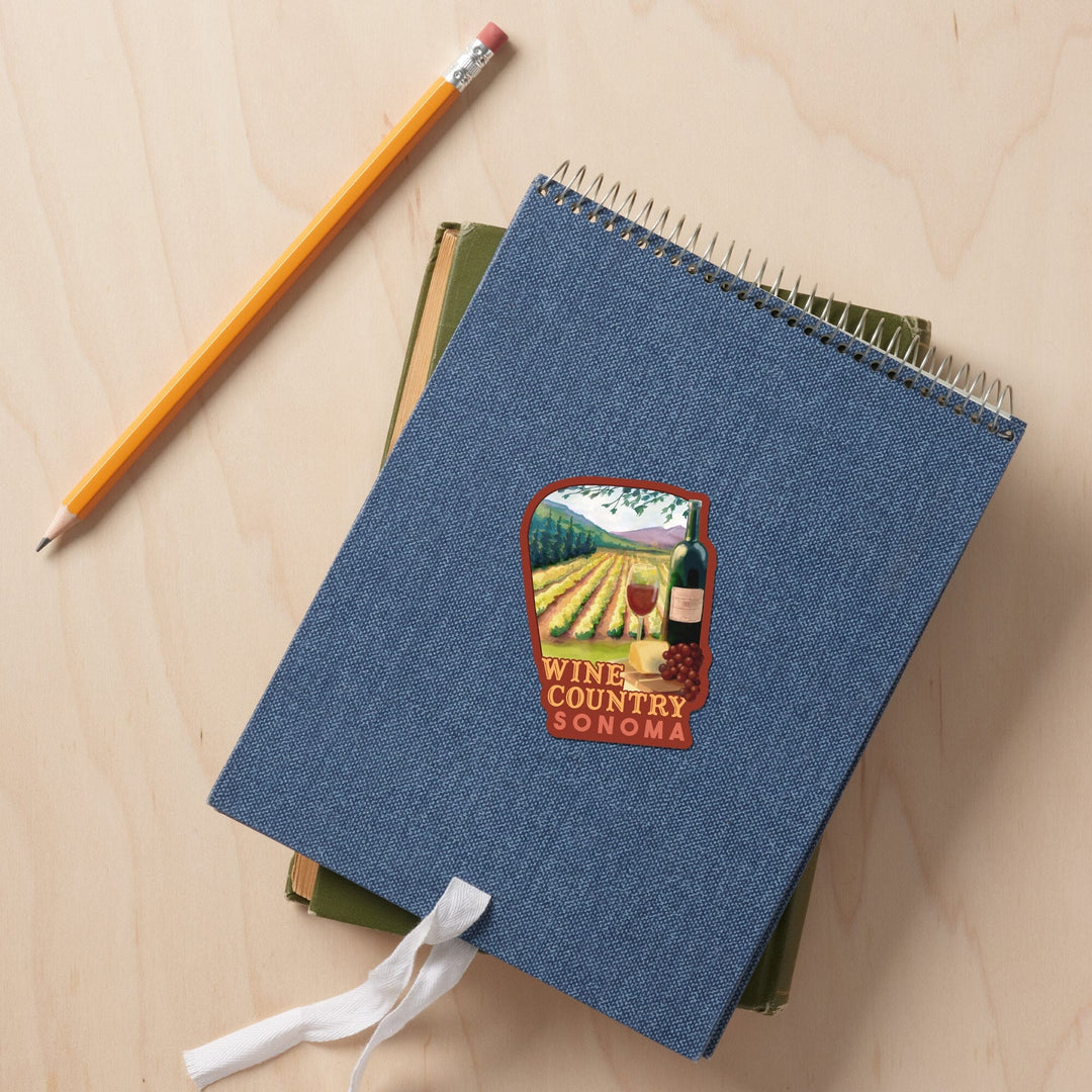Sonoma County Wine Country, Contour, Lantern Press Artwork, Vinyl Sticker Sticker Lantern Press