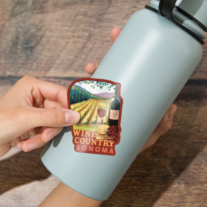 Sonoma County Wine Country, Contour, Lantern Press Artwork, Vinyl Sticker Sticker Lantern Press
