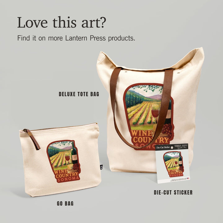 Sonoma County Wine Country, Contour, Lantern Press Artwork, Vinyl Sticker Sticker Lantern Press