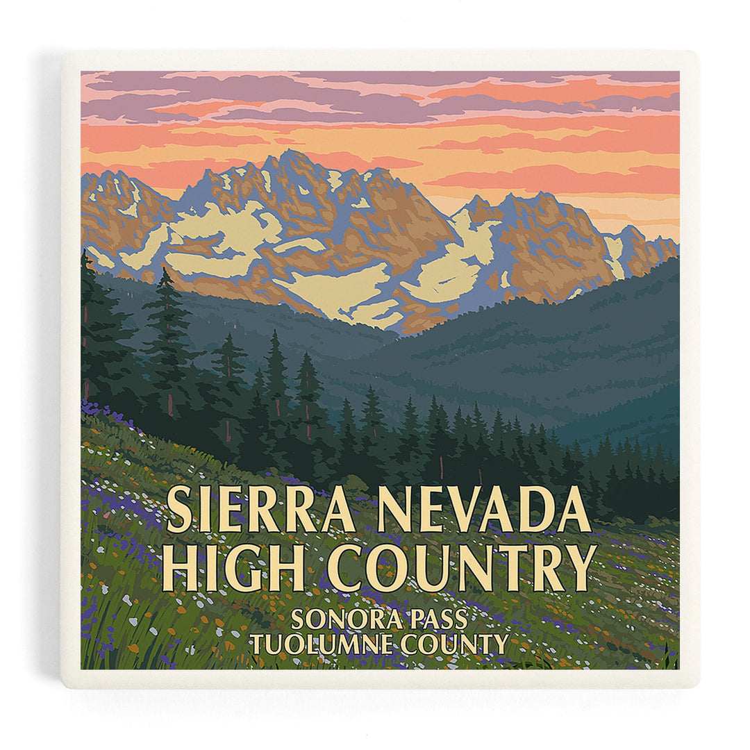 Sonora Pass, Tuolumne County, Sierra Nevada High Country, Spring Flowers, Coasters Coasters Lantern Press Coaster
